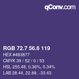 カラーコード: RGB 72.7 56.6 119 | qconv.com