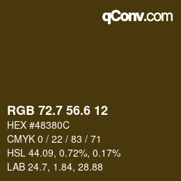 カラーコード: RGB 72.7 56.6 12 | qconv.com