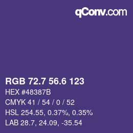 カラーコード: RGB 72.7 56.6 123 | qconv.com