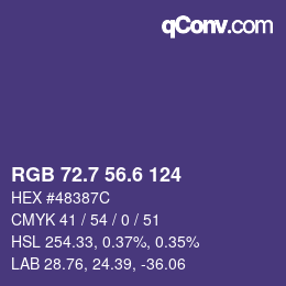 カラーコード: RGB 72.7 56.6 124 | qconv.com