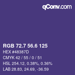 カラーコード: RGB 72.7 56.6 125 | qconv.com