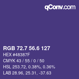 カラーコード: RGB 72.7 56.6 127 | qconv.com