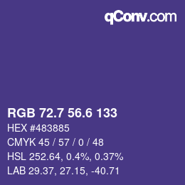 カラーコード: RGB 72.7 56.6 133 | qconv.com