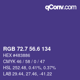 カラーコード: RGB 72.7 56.6 134 | qconv.com