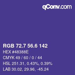 カラーコード: RGB 72.7 56.6 142 | qconv.com