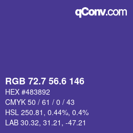 カラーコード: RGB 72.7 56.6 146 | qconv.com