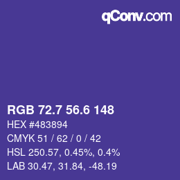カラーコード: RGB 72.7 56.6 148 | qconv.com