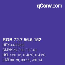 カラーコード: RGB 72.7 56.6 152 | qconv.com