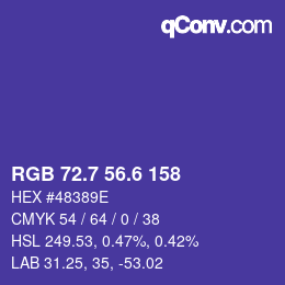 カラーコード: RGB 72.7 56.6 158 | qconv.com