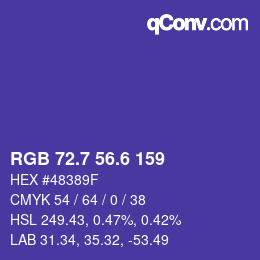 カラーコード: RGB 72.7 56.6 159 | qconv.com