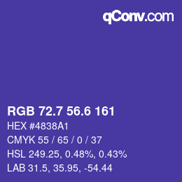 カラーコード: RGB 72.7 56.6 161 | qconv.com