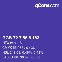 カラーコード: RGB 72.7 56.6 163 | qconv.com