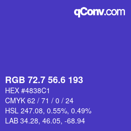カラーコード: RGB 72.7 56.6 193 | qconv.com