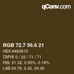 カラーコード: RGB 72.7 56.6 21 | qconv.com