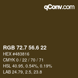 カラーコード: RGB 72.7 56.6 22 | qconv.com