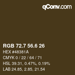 カラーコード: RGB 72.7 56.6 26 | qconv.com
