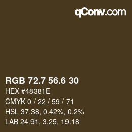 カラーコード: RGB 72.7 56.6 30 | qconv.com