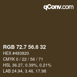 カラーコード: RGB 72.7 56.6 32 | qconv.com
