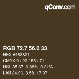 カラーコード: RGB 72.7 56.6 33 | qconv.com