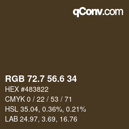 カラーコード: RGB 72.7 56.6 34 | qconv.com