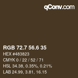 カラーコード: RGB 72.7 56.6 35 | qconv.com