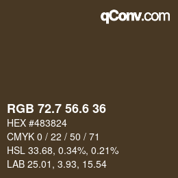 カラーコード: RGB 72.7 56.6 36 | qconv.com