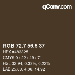 カラーコード: RGB 72.7 56.6 37 | qconv.com