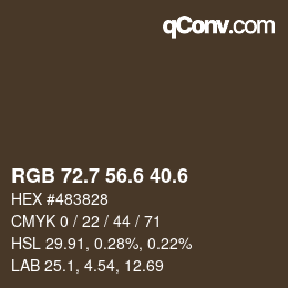 カラーコード: RGB 72.7 56.6 40.6 | qconv.com