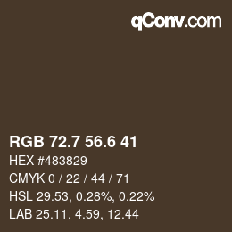 カラーコード: RGB 72.7 56.6 41 | qconv.com
