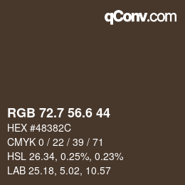カラーコード: RGB 72.7 56.6 44 | qconv.com