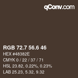 カラーコード: RGB 72.7 56.6 46 | qconv.com
