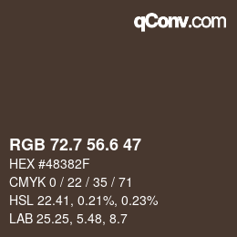 カラーコード: RGB 72.7 56.6 47 | qconv.com