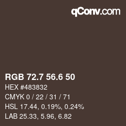 カラーコード: RGB 72.7 56.6 50 | qconv.com
