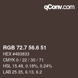 カラーコード: RGB 72.7 56.6 51 | qconv.com