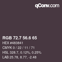 カラーコード: RGB 72.7 56.6 65 | qconv.com