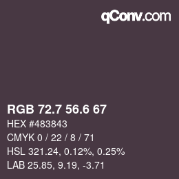 カラーコード: RGB 72.7 56.6 67 | qconv.com