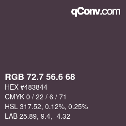 カラーコード: RGB 72.7 56.6 68 | qconv.com