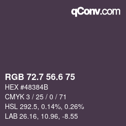 カラーコード: RGB 72.7 56.6 75 | qconv.com