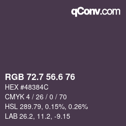 カラーコード: RGB 72.7 56.6 76 | qconv.com
