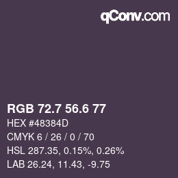 カラーコード: RGB 72.7 56.6 77 | qconv.com