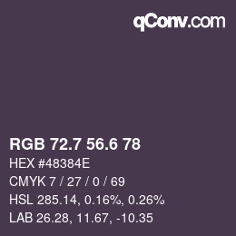 カラーコード: RGB 72.7 56.6 78 | qconv.com