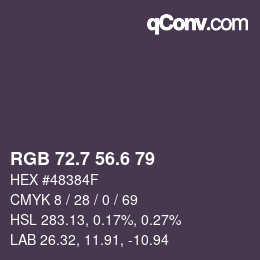 カラーコード: RGB 72.7 56.6 79 | qconv.com