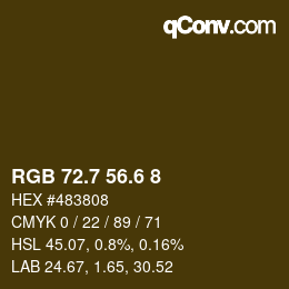カラーコード: RGB 72.7 56.6 8 | qconv.com