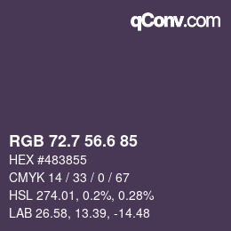 カラーコード: RGB 72.7 56.6 85 | qconv.com