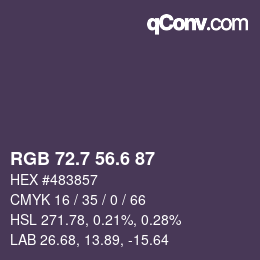 カラーコード: RGB 72.7 56.6 87 | qconv.com