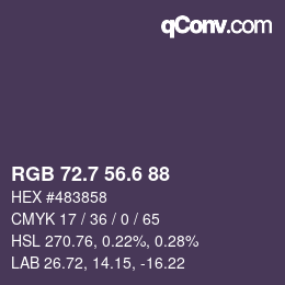 カラーコード: RGB 72.7 56.6 88 | qconv.com