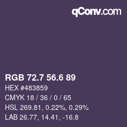 カラーコード: RGB 72.7 56.6 89 | qconv.com
