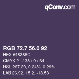 カラーコード: RGB 72.7 56.6 92 | qconv.com