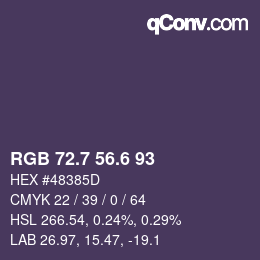 カラーコード: RGB 72.7 56.6 93 | qconv.com