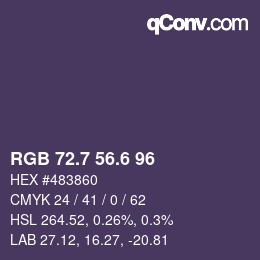 カラーコード: RGB 72.7 56.6 96 | qconv.com